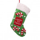 19 in. Polyester/Acrylic Hooked Christmas Stocking with 3D Candy Cane