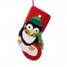 19 in. Polyester/Acrylic Hooked Christmas Stocking with 3D Penguin