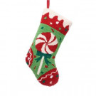 19 in. Polyester/Acrylic Hooked Christmas Stocking with Candy