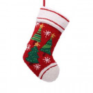 19 in. Polyester/Acrylic Hooked Christmas Stocking with Christmas Tree