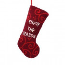 19 in. Polyester/Acrylic Hooked Christmas Stocking with Enjoy the Season