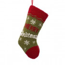 19 in. Polyester/Acrylic Hooked Christmas Stocking with Merry Christmas