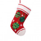 19 in. Polyester/Acrylic Hooked Christmas Stocking with Ornaments