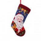 19 in. Polyester/Acrylic Hooked Christmas Stocking with Santa