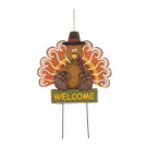 23.82 in. H Iron/Solid Wood Turkey Welcome Yard Stake(KD)