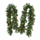12 ft. Pre-Lit Syracuse Artificial Christmas Garland with Warm White LED Lights Decorated With Pinecones and Berries