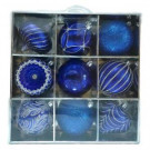 130 mm Ornament Set in Blue Silver (9-Count)