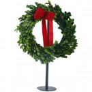 14 in. Boxwood Dried Wreath on Stand