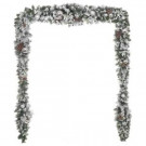 17 ft. Unlit Snowy Garland with Plated Ball Ornaments, Pinecones and Mistletoe