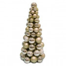 18 in. Shatterproof Ornament Cone Tree in Gold