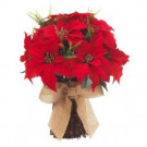 20 in. Red Poinsettia Bundle with Burlap Bow