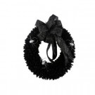 22 in. Black Wood Curl Wreath with Black Bow