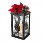 23 in. H Black Wooden Lantern with Resin LED Timer Candle