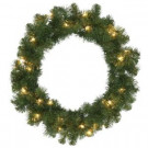 24 in. Pre-Lit Kingston Artificial Christmas Wreath with Clear Lights
