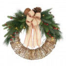 24 in. Vine Wreath with PVC Pine Red Berry and LED