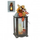 25.5 in. Weathered Wood and Metal LED Lantern