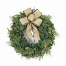 30 in. LED Pre-Lit Nature Inspired Artificial Christmas Wreath with Burlap Bow and 50 Battery-Operated Warm-White Lights