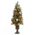 4 ft. Gold Artificial Christmas Porch Tree with 50 UL Clear Twinkle Lights