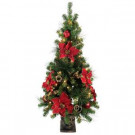 4 ft. Poinsettia Potted Artificial Christmas Tree with 50 Clear Lights