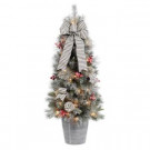 4 ft. Snowy Pinecone and Berry Artificial Christmas Porch Tree with 50 UL Clear Lights