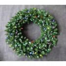 48 in. LED Pre-Lit Artificial Christmas Wreath with Micro-Style Pure White and C7 Multi-Color Lights
