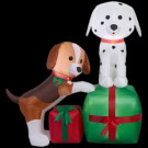5 ft. Lighted Inflatable Puppies Gift Scene