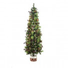 6 ft. Pre-Lit Potted Artificial Christmas Tree with Drum Pot and Clear Lights
