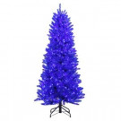 6 ft. Pre-Lit Shiny Blue Fraser with Warm White and Blue Color-Changing LED Lights