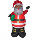 6.5 ft. Inflatable Airblown-African American Santa with Present