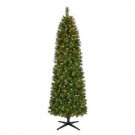 7 ft. Pre-Lit LED Wesley Spruce Artificial Christmas Pencil Tree with Warm White Lights
