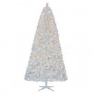 7.5 ft. Pre-Lit LED Glossy White North Hill Spruce Quick-Set Artificial Christmas Tree with Warm White Lights