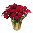 Christmas 21 in. Red Silk Poinsettia in Foil Pot