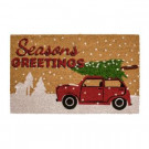 Snow Truck and Tree 18 in. x 30 in. Coir Holiday Mat