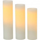 Cream Plastic Slim Pillar LED Flameless Candle (3-Pack)