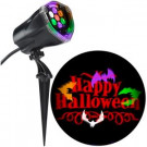 LED Projection Plus Whirl-a-Motion Static Orange Happy Halloween with Bats