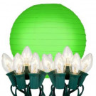 10 in. 10-Light Green Paper Lantern String Lights