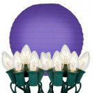 10 in. 10-Light Purple Paper Lantern String Lights
