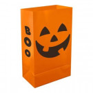 Plastic Luminaria Bags- Orange Jack O' Lantern (12 Count)