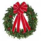 22 in. Boxwood Leaf Wreath with Plastic Leaf in Red Berry