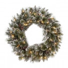 30 in. Sparkling Pine Artificial Wreath with 50 Clear Lights
