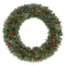 48 in. Battery Operated Pre-Lit LED Winslow Artificial Christmas Wreath with Pinecones and Berries