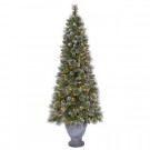 6.5 ft. Pre-Lit Sparkling Pine Artificial Christmas Potted Tree with Clear Lights