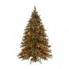 7.5 ft. Pre-lit Snowy Pine Artificial Christmas Tree with Snowy Pine and Multi-Color Lights
