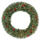 Decorate your home with the 60 in. Pre-Lit Winslow Artificial Wreath with Clear Warm White Lights