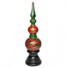 42.25 in. H. Red Plaid Christmas Topiary with Pedestal Base in Cast Stone