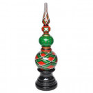 42.25 in. H Green Plaid Christmas Topiary with Pedestal Base in Cast Stone