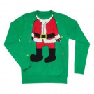 Christmas Sweater in Green with Santa Image with LED Lights