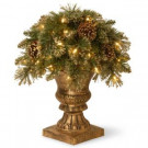 1.7 ft. Glittery Gold Pine Porch Artificial Bush with Clear Lights