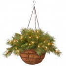 20 in. Tiffany Fir Hanging Basket with Battery Operated Warm White LED Lights