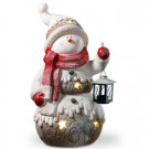 21 in. Lighted Snowman Decor Piece